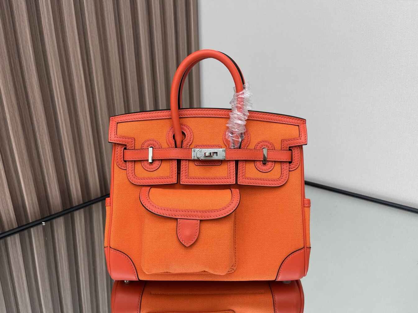 Hermès Birkin 25 Cargo in Orange Canvas & Swift Leather with Palladium Hardware