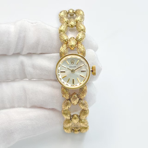 Vintage Rolex Lady’s Gold Woven Bracelet Watch – Rare Mid-Century Design with Full Gold Link Band