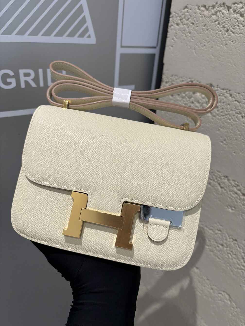 Hermès Constance 19cm Mini Bag in Milkshake White Epsom Leather with Gold Hardware