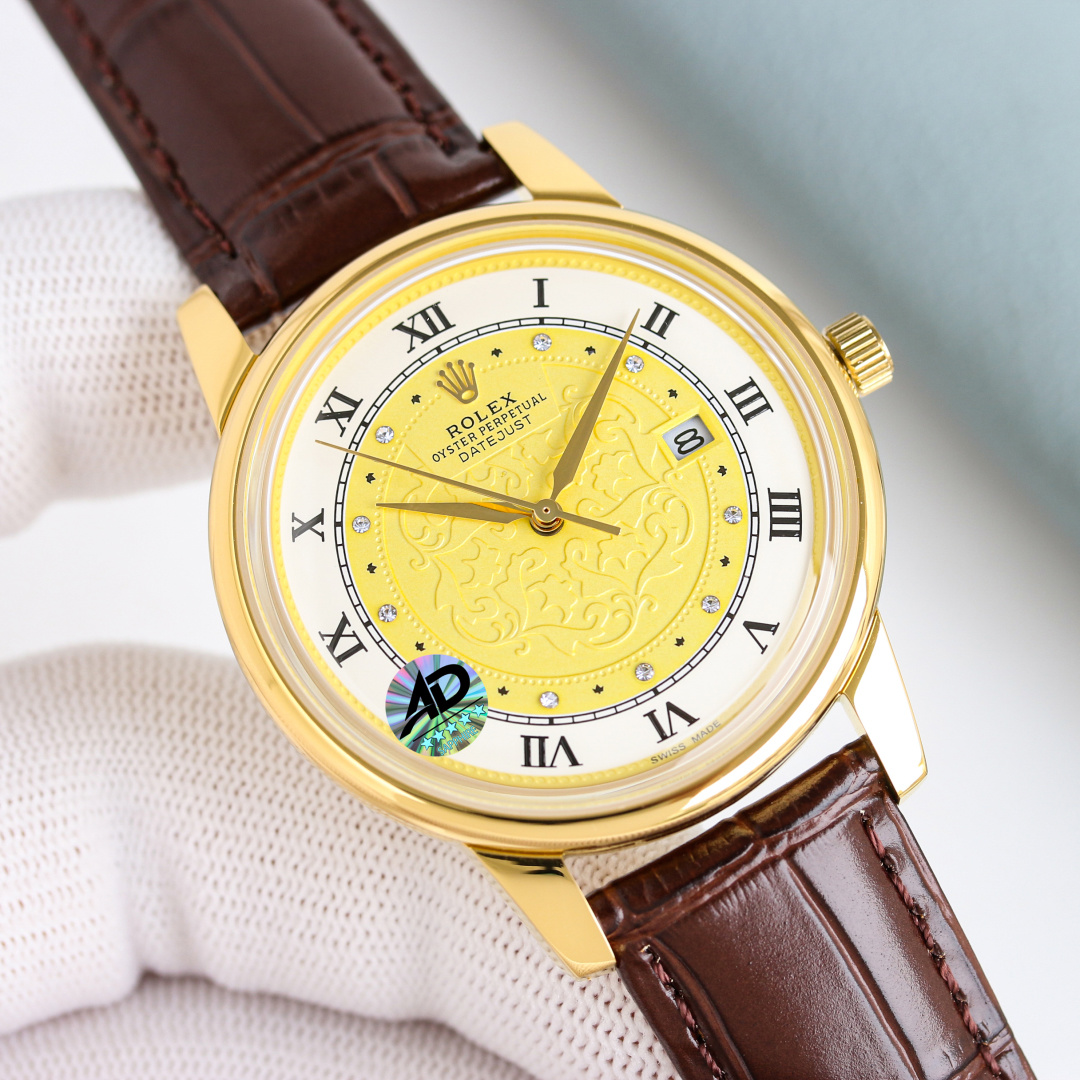 Rolex Cellini Time 50505 in 18K Yellow Gold with Champagne Dial & Brown Alligator Strap