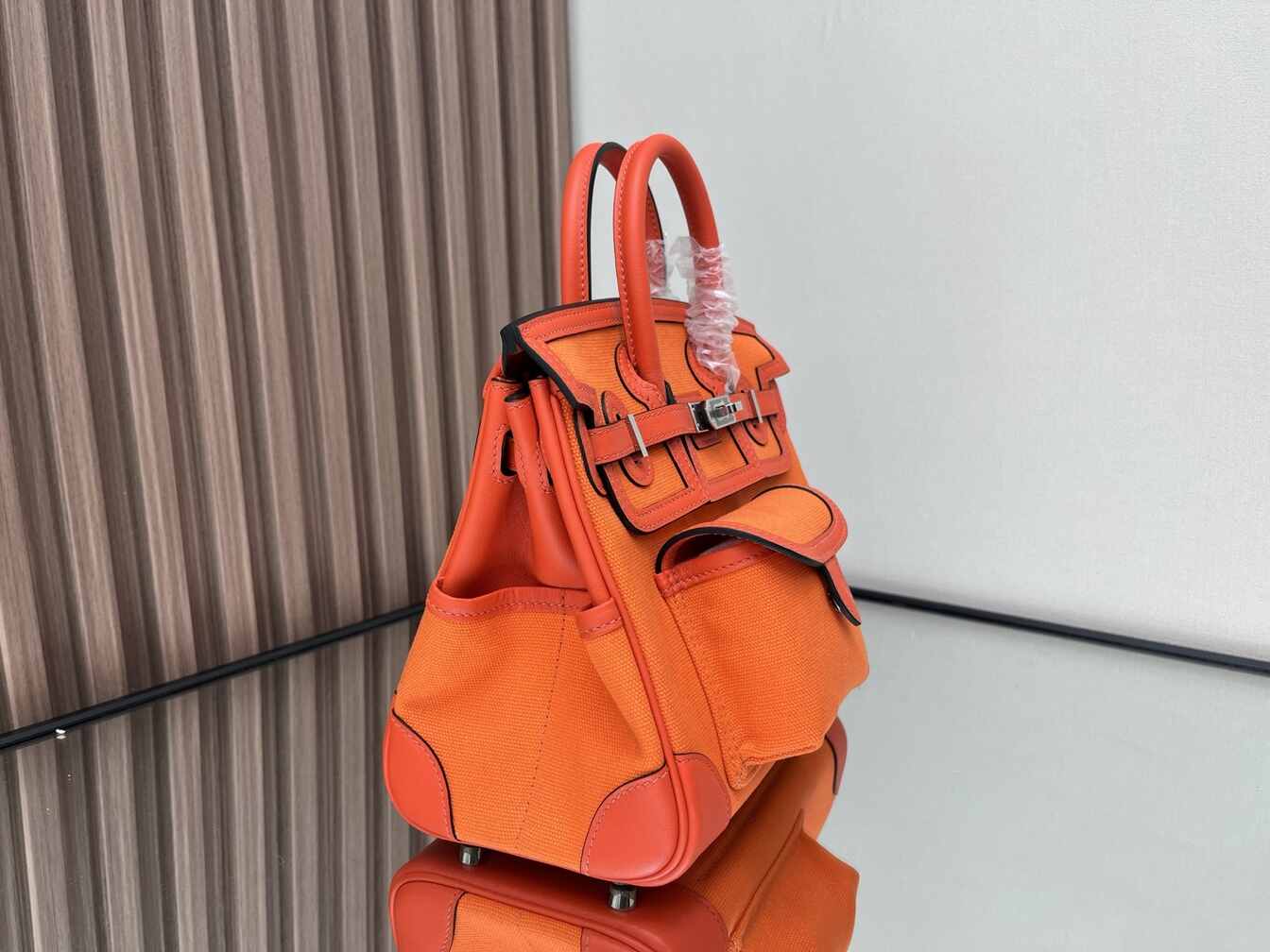 Hermès Birkin 25 Cargo in Orange Canvas & Swift Leather with Palladium Hardware