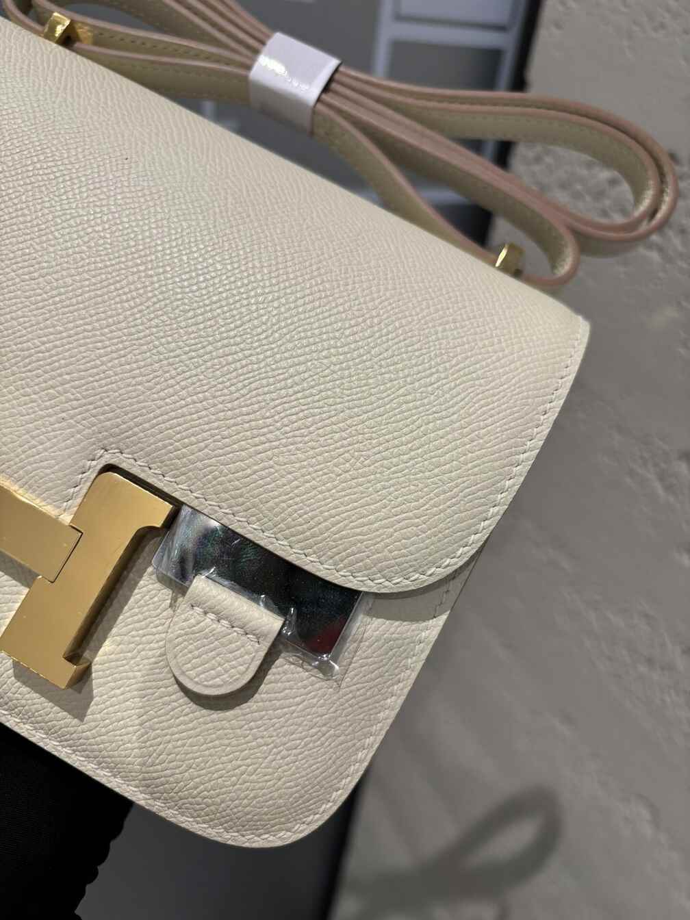 Hermès Constance 19cm Mini Bag in Milkshake White Epsom Leather with Gold Hardware