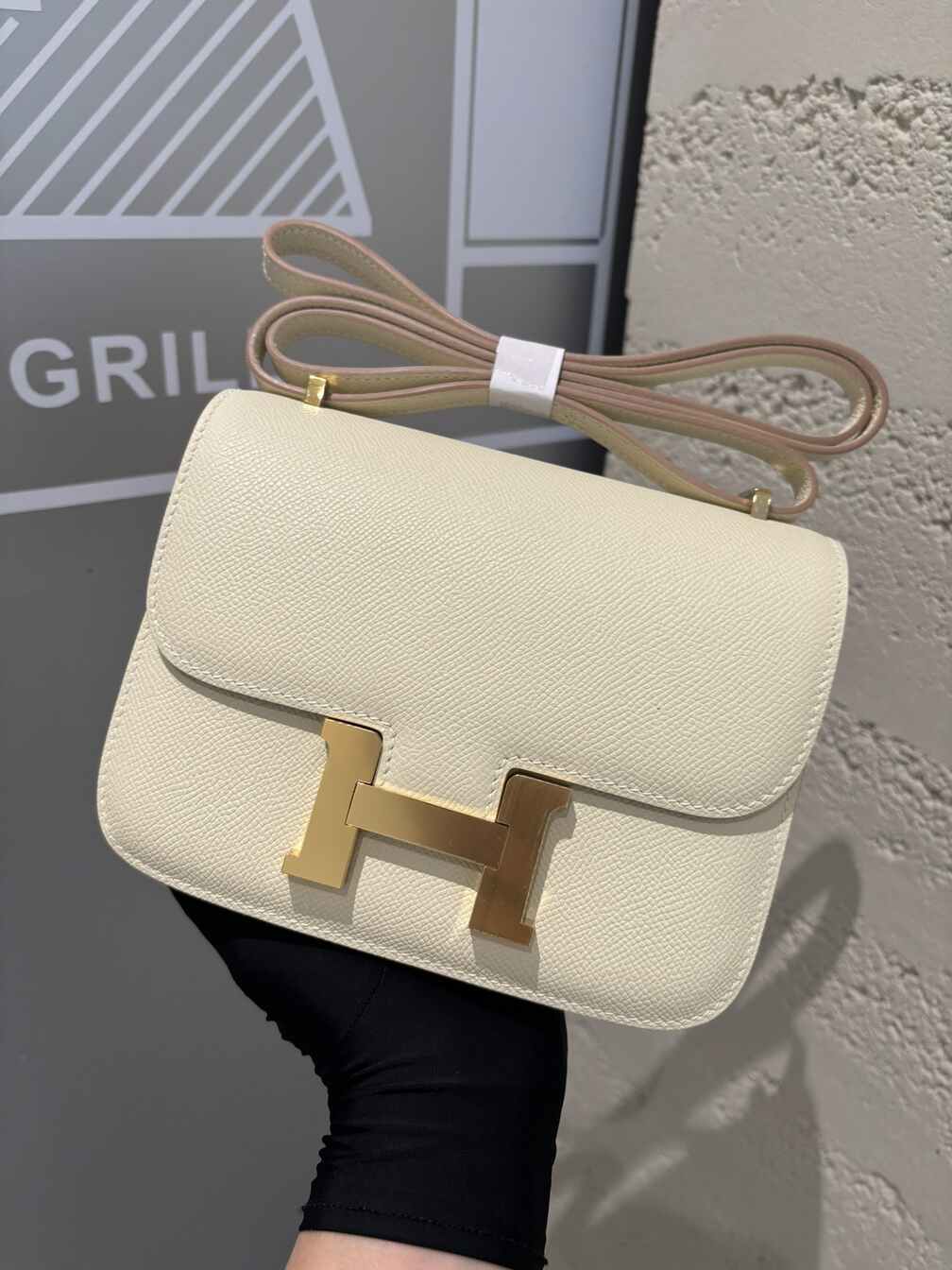 Hermès Constance 19cm Mini Bag in Milkshake White Epsom Leather with Gold Hardware
