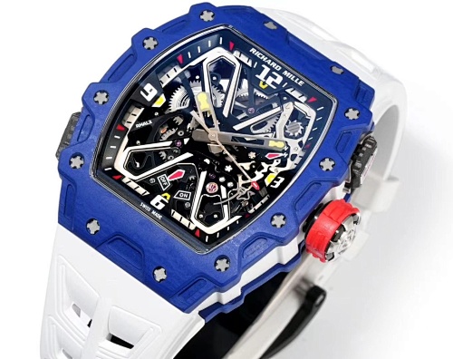 Richard Mille RM 35-03 – Blue Quartz TPT® Case with Skeletonized Dial & White Rubber Strap