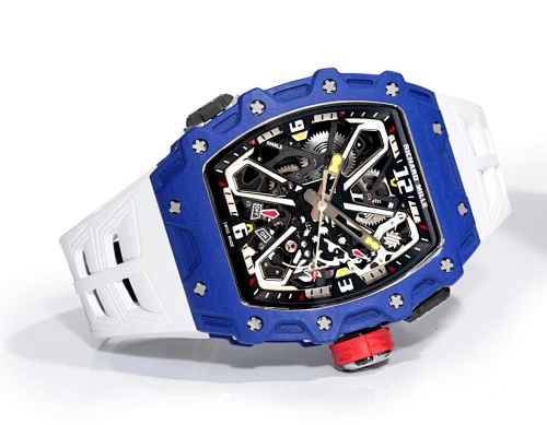 Richard Mille RM 35-03 – Blue Quartz TPT® Case with Skeletonized Dial & White Rubber Strap