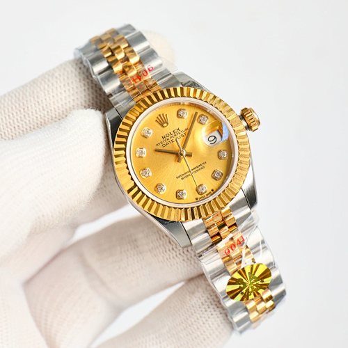 Rolex Lady-Datejust 28mm Two-Tone – Green Dial with Diamond Hour Markers