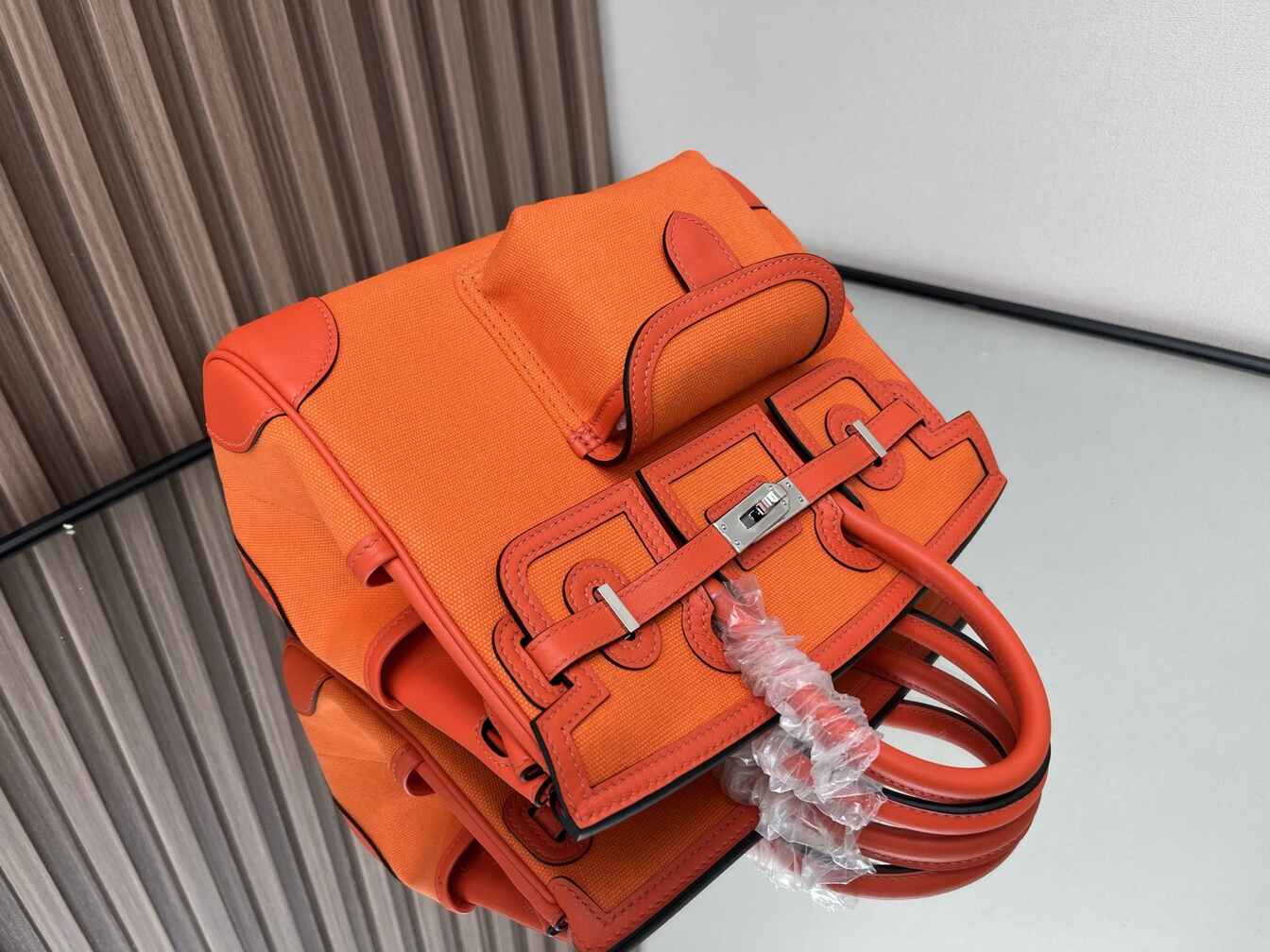 Hermès Birkin 25 Cargo in Orange Canvas & Swift Leather with Palladium Hardware