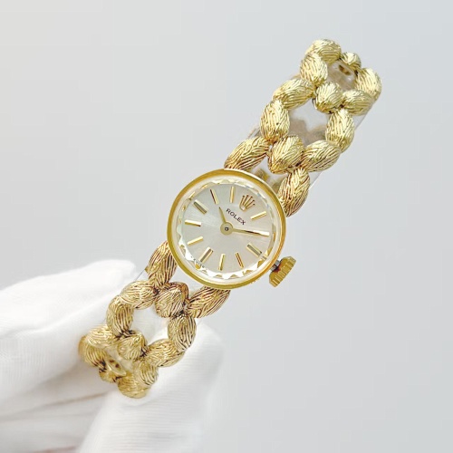 Vintage Rolex Lady’s Gold Woven Bracelet Watch – Rare Mid-Century Design with Full Gold Link Band