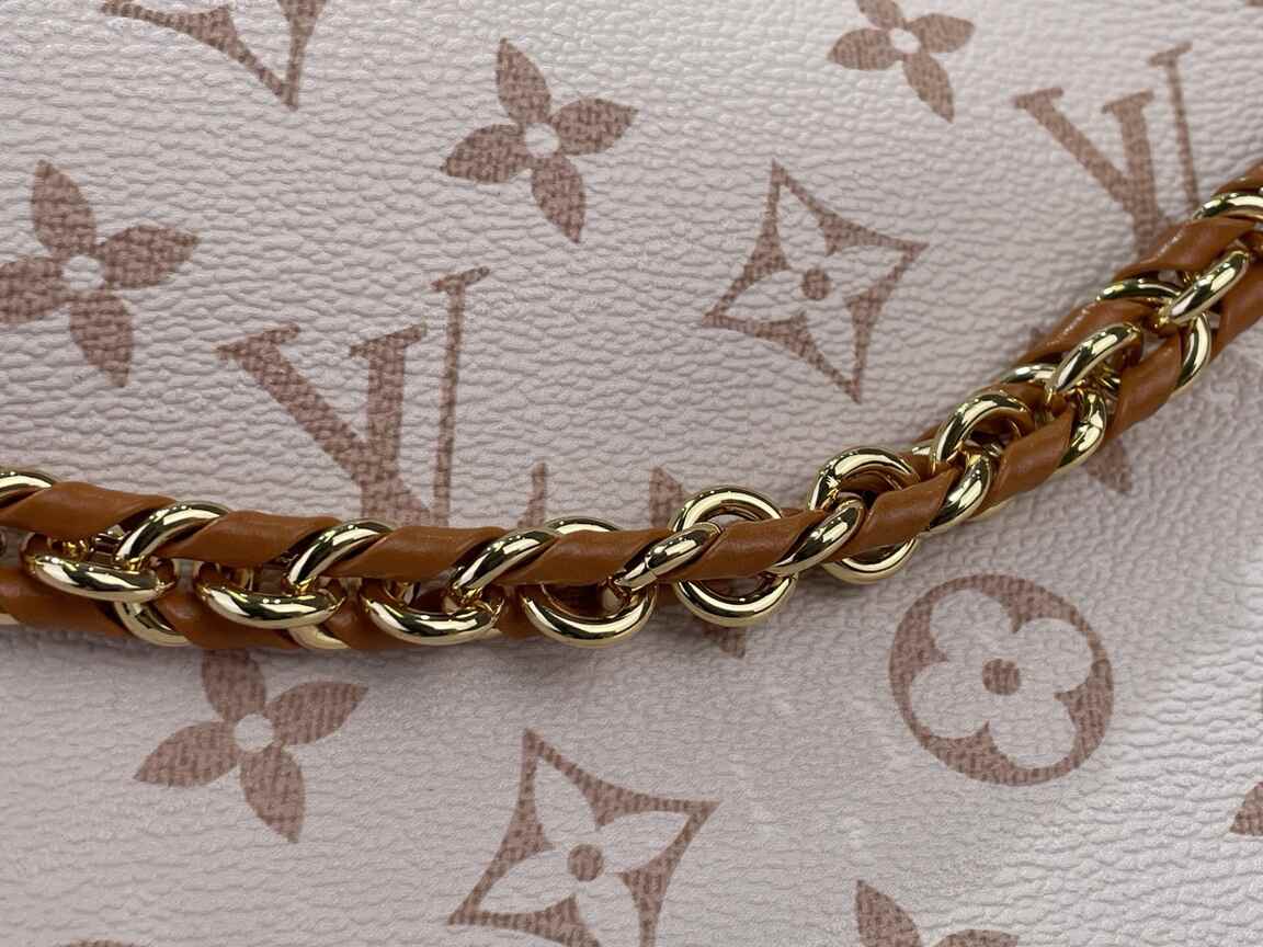 Louis Vuitton Multipass Shoulder Bag M2A078 in Dune Monogram Canvas with Gold Chain & Leather Trim