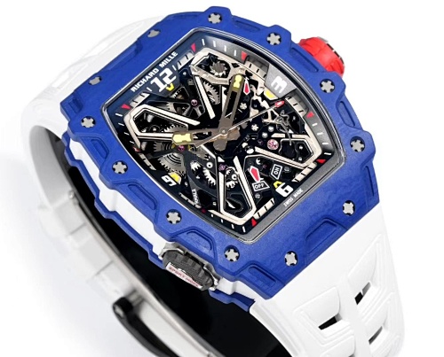 Richard Mille RM 35-03 – Blue Quartz TPT® Case with Skeletonized Dial & White Rubber Strap