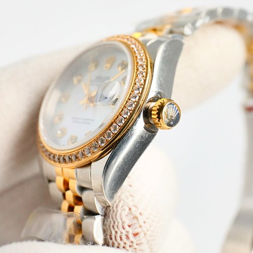 Rolex Lady-Datejust 28mm Two-Tone – Green Dial with Diamond Hour Markers