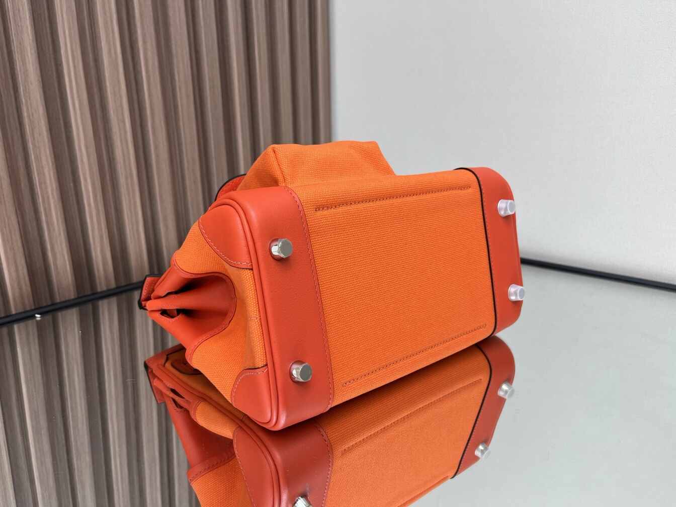 Hermès Birkin 25 Cargo in Orange Canvas & Swift Leather with Palladium Hardware