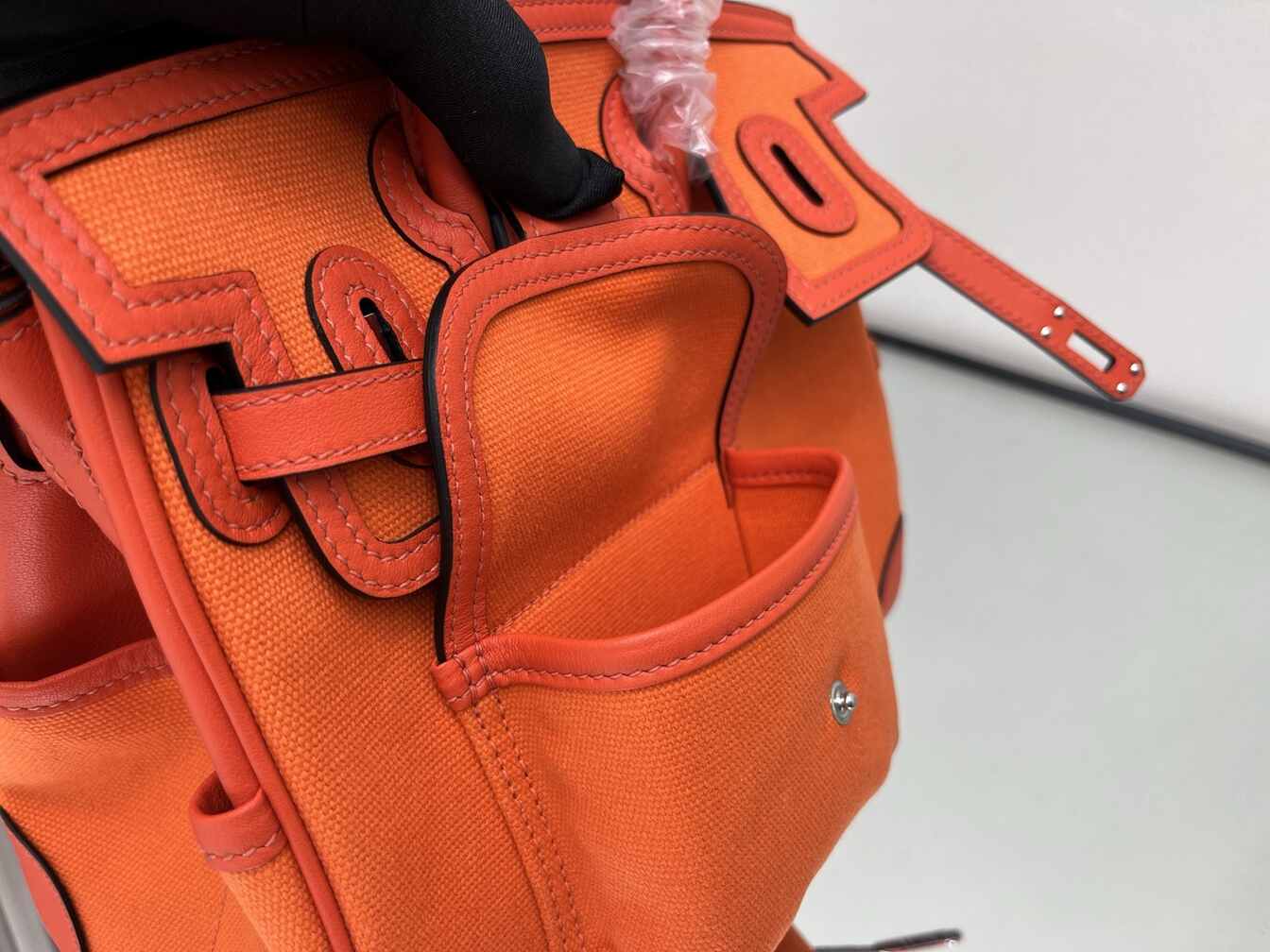 Hermès Birkin 25 Cargo in Orange Canvas & Swift Leather with Palladium Hardware