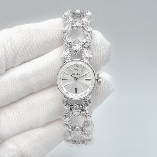 Vintage Rolex Lady’s Gold Woven Bracelet Watch – Rare Mid-Century Design with Full Gold Link Band