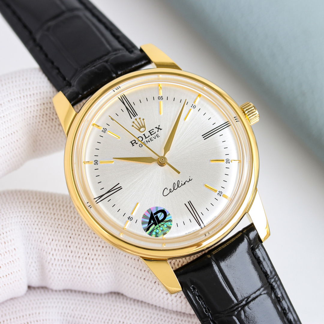 Rolex Cellini Time 50505 in 18K Yellow Gold with Champagne Dial & Brown Alligator Strap