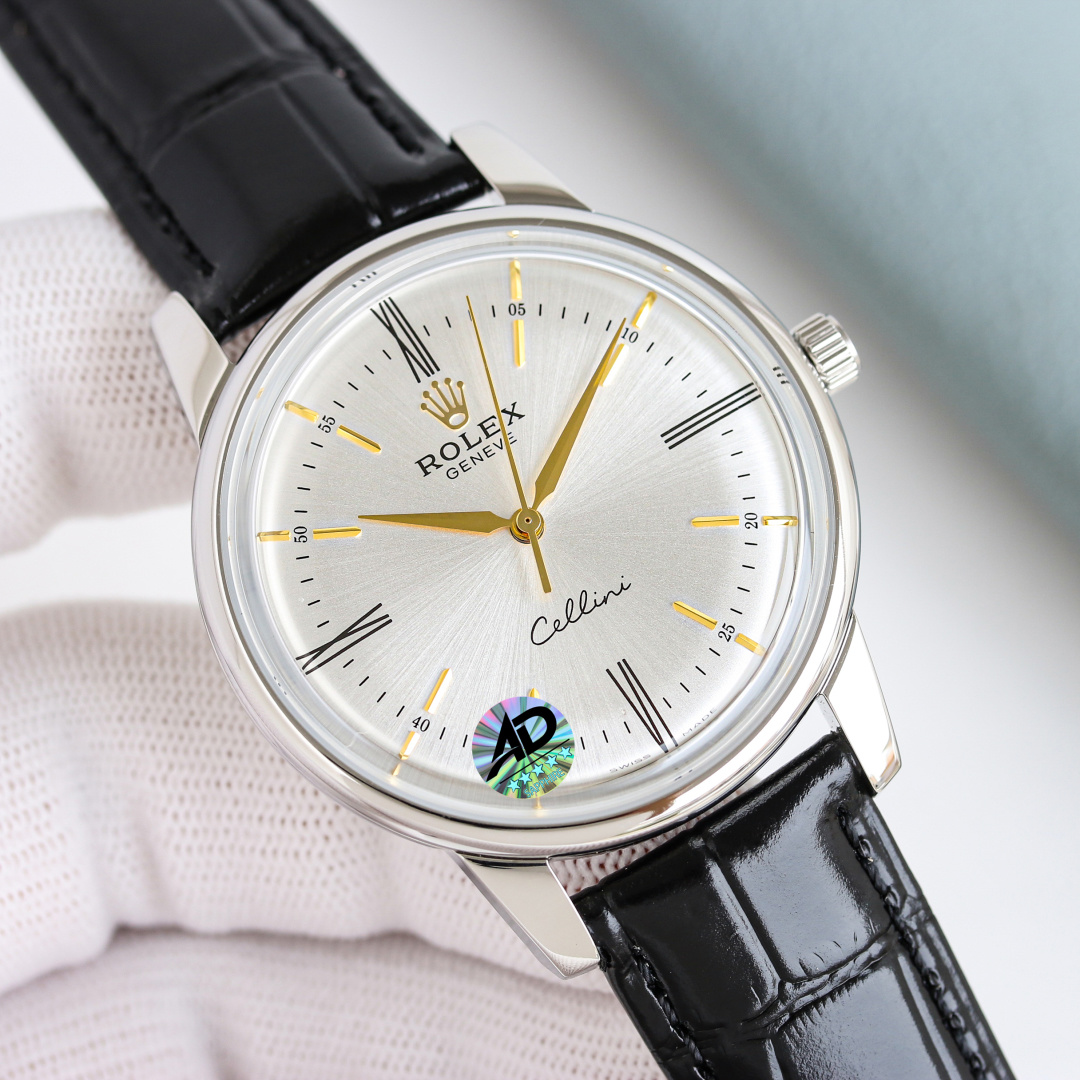 Rolex Cellini Time 50505 in 18K Yellow Gold with Champagne Dial & Brown Alligator Strap