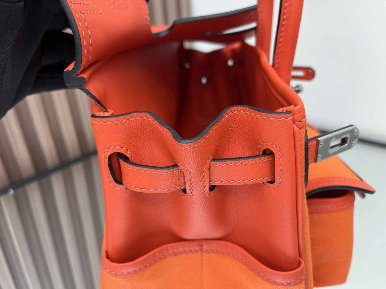 Hermès Birkin 25 Cargo in Orange Canvas & Swift Leather with Palladium Hardware