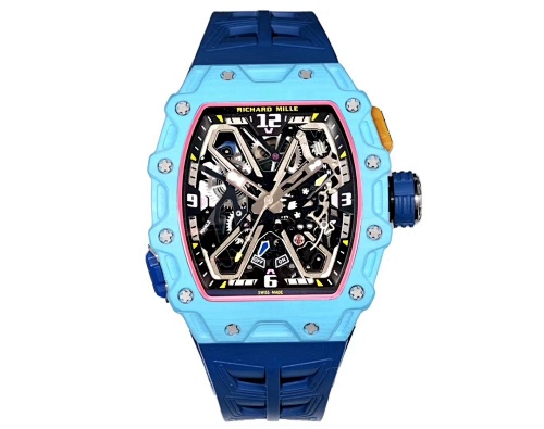 Richard Mille RM 35-03 – Blue Quartz TPT® Case with Skeletonized Dial & White Rubber Strap