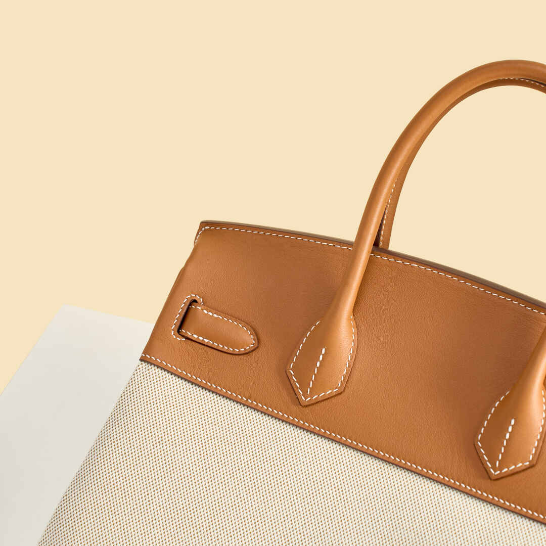Hermès Birkin Canvas & Leather Tote Bag | Classic Two-Tone Design with Silver Hardware