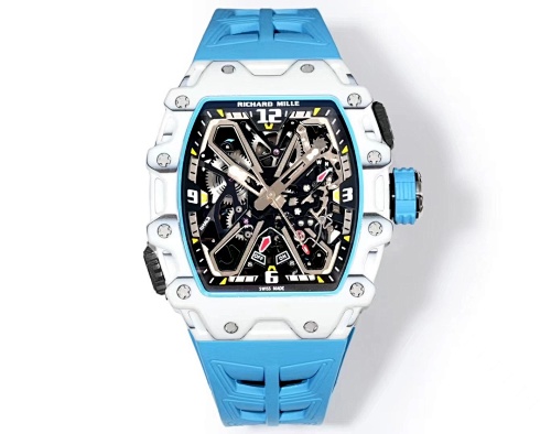 Richard Mille RM 35-03 – Blue Quartz TPT® Case with Skeletonized Dial & White Rubber Strap