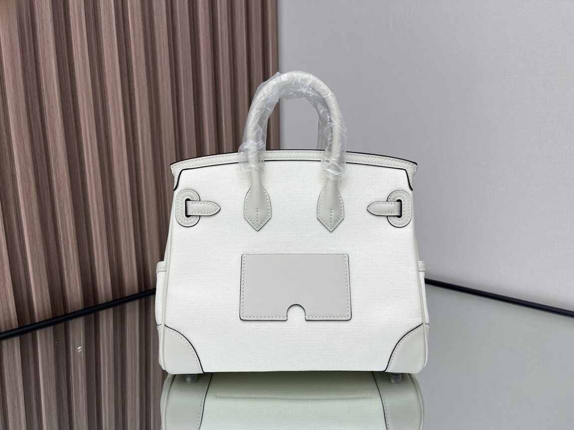 Hermès Birkin 25 Cargo – Cream White Canvas & Swift Leather with Silver Hardware (Limited Edition)