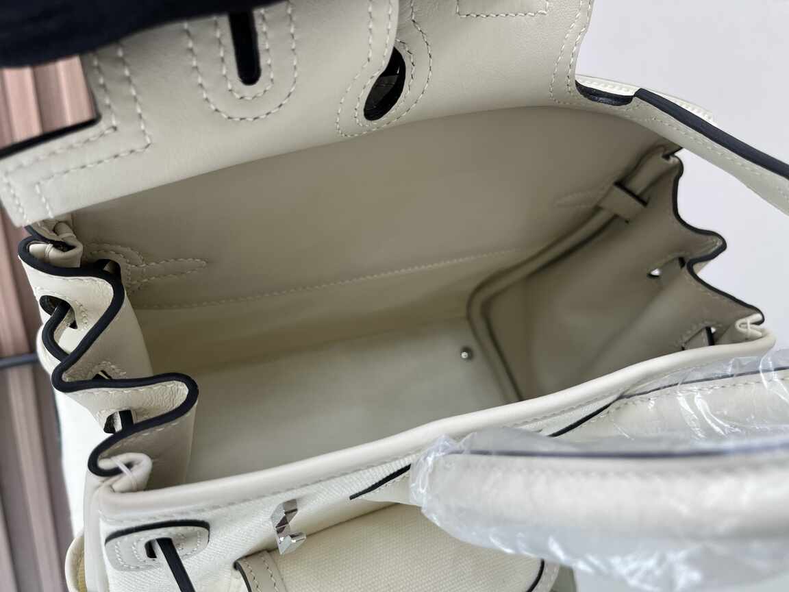 Hermès Birkin 25 Cargo – Cream White Canvas & Swift Leather with Silver Hardware (Limited Edition)